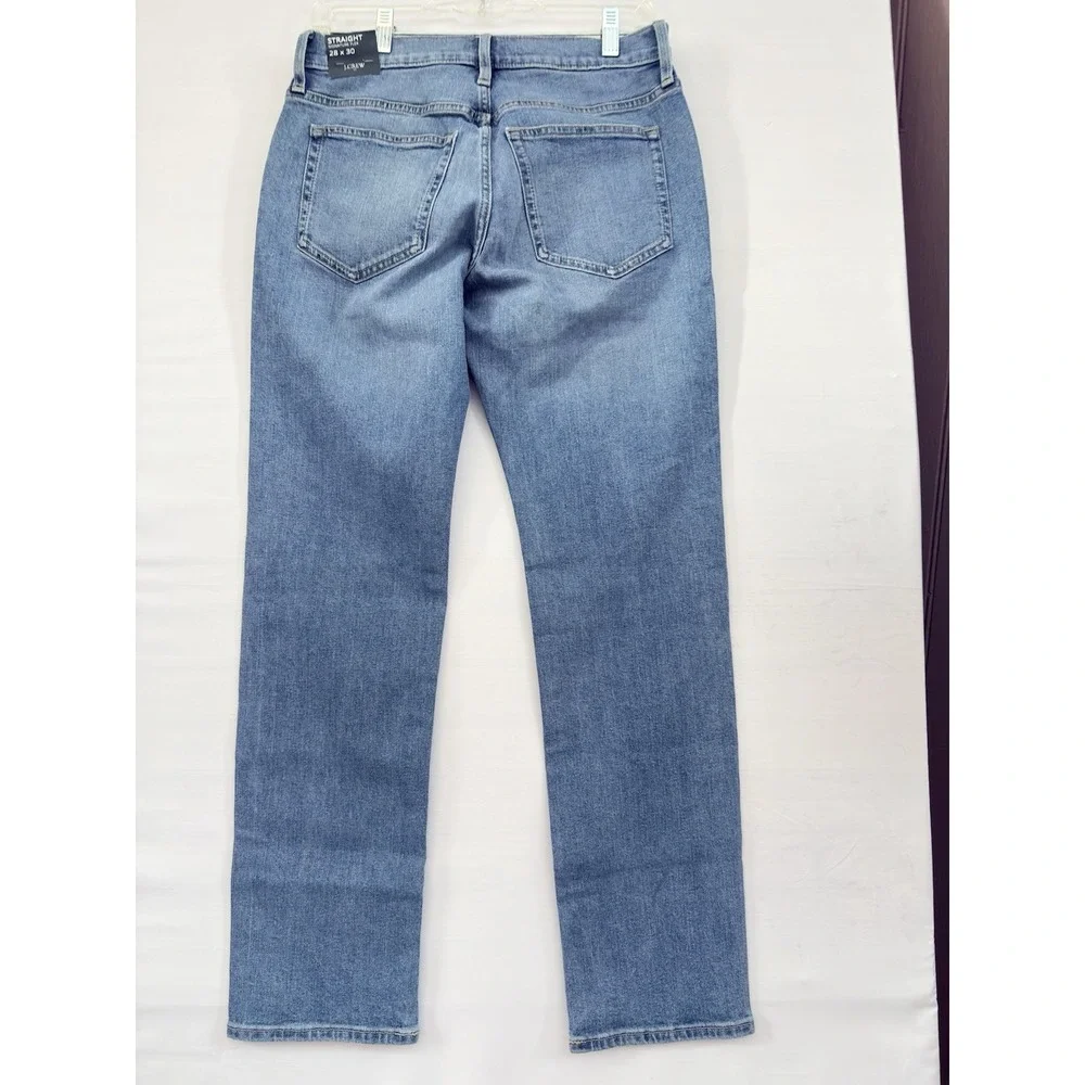 J Crew‎ Flex Straight Jeans Mens Light Blue Wash Stretch Denim Pants 28x30 NwT